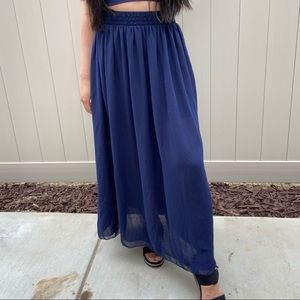 Chiffon American Apparel Navy Blue Maxi Skirt